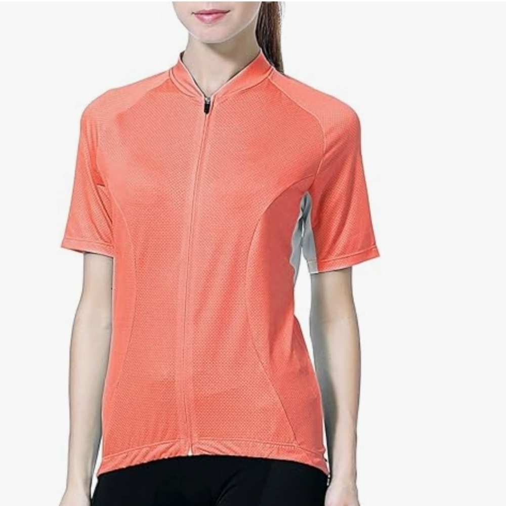 SPOEAR Women's Cycling Jersey Short Sleeve Full Zip 3 Pockets Orange Size 3XL